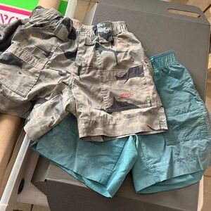 2 pair AFTCO Camo and teal Shorts Boys sz 24 Play Shorts
